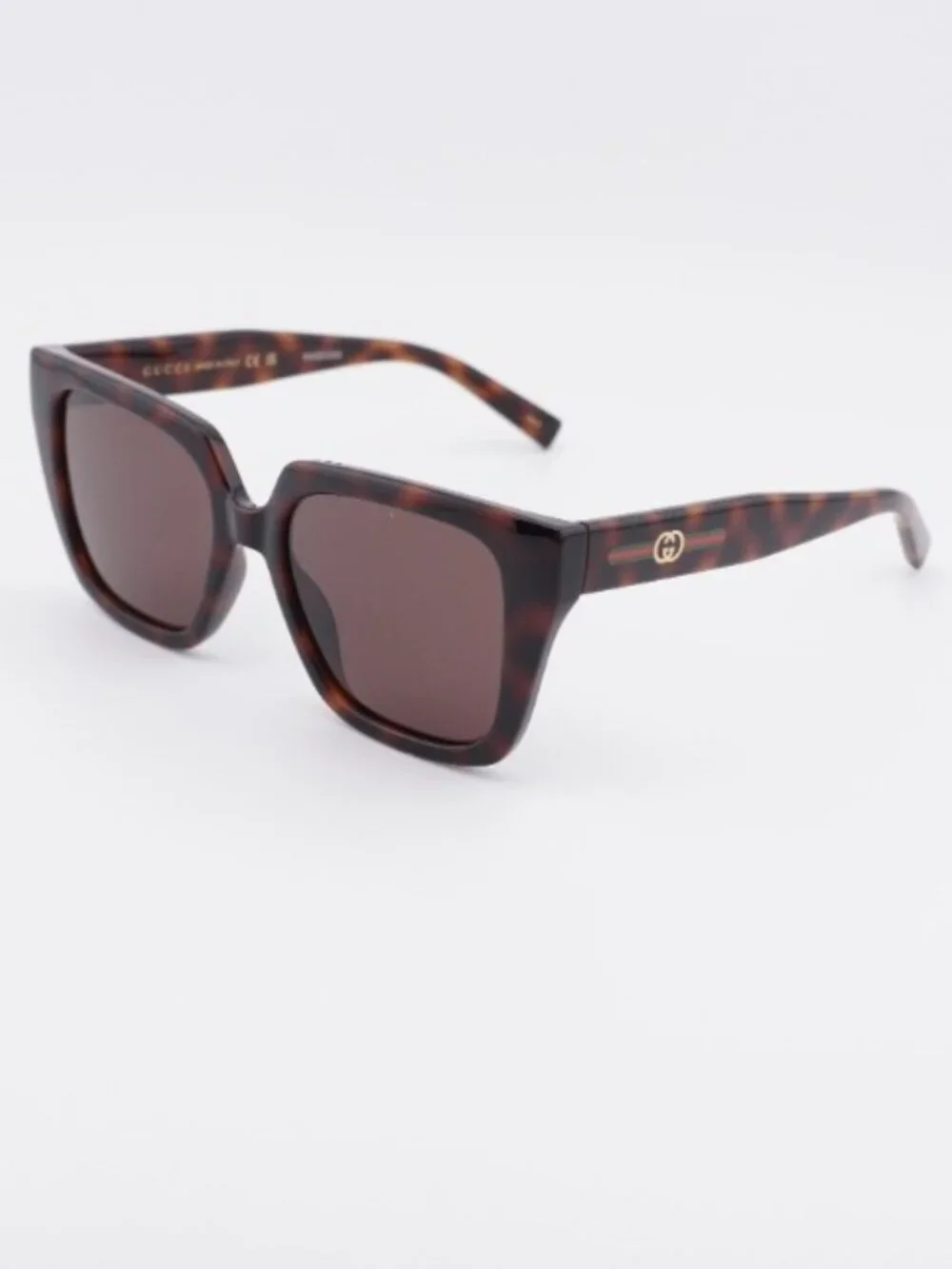 Gucci GG2102S 002 Sunglasses Havana Square Frame, Brown Lenses